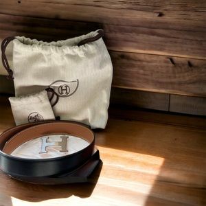 NWT Hermes Constance Leather Reversible Belt With silver finish buckle size 80